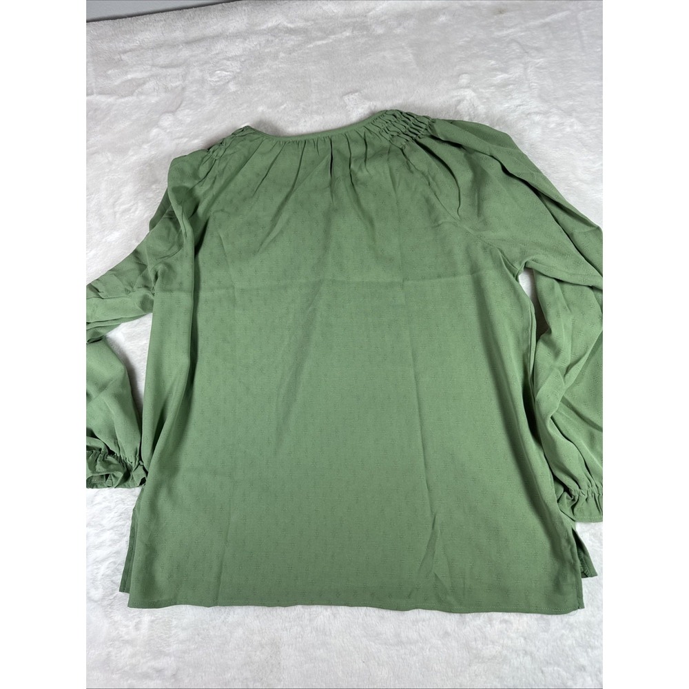 Jessica Simpson Womens XL Green Smocked Shoulder Textured Long Sleeve Blouse NWT - Picture 8 of 8